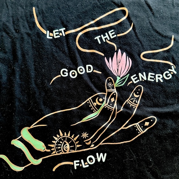 Torrid Size 2 (2X) Graphic Tee “Let the Good Energy Flow” Black Relaxed Fit - Picture 4 of 6